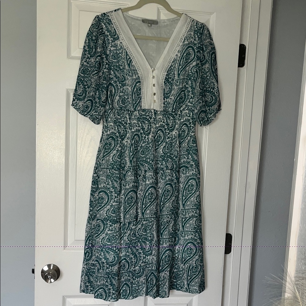 J. Crew Teal Paisley Midi Dress